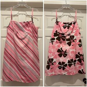 Reversible Women’s Floral and Striped Pink and Brown Dress size XL